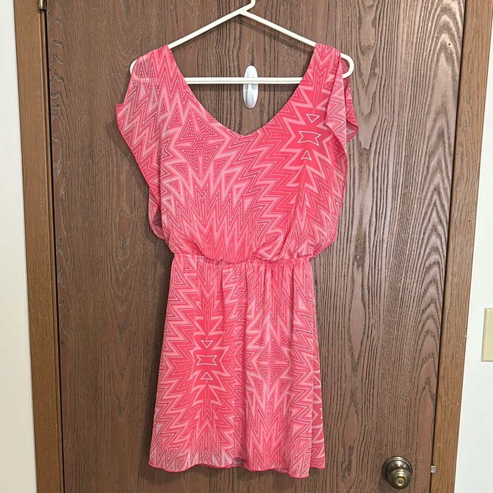 Pink Geometric Patterned Dress
